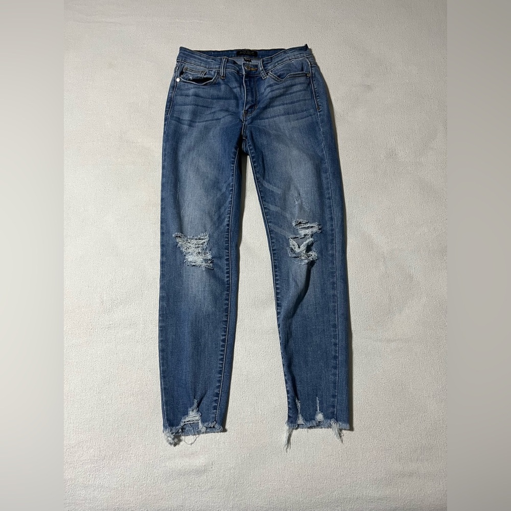 Judy Blue 7/28 (28x25.5) Jeans Distressed Raw Hem Skinny‎ Fit Stretch